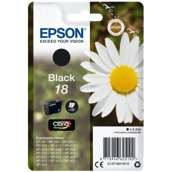 Epson 18 Claria Home Ink Cartucho de Tinta Original Negro, 5.2ml, hasta 175 páginas, C13T18014012