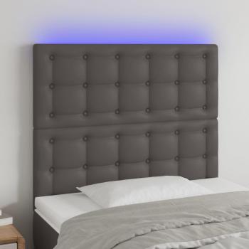Cabecero LED Cuero Sintético Gris 90x5x128 cm
