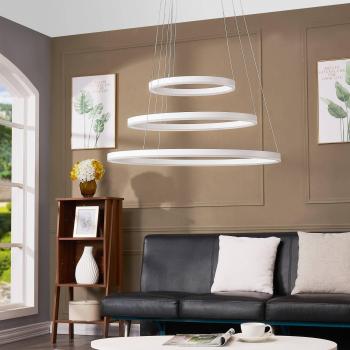 Lámpara colgante LED Arcchio Albiona, moderna, blanca, 3 anillos, hecha de metal, para cocina (1 llama)