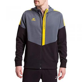 Erima Chaqueta Training con capucha, unisex, color Slate Grey/Negro/Amarillo, talla M