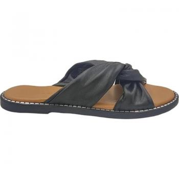 Sandalias de Mujer y Niña EPOCHE XI SANDALIA PLANA CRUZADA 704 NEGRO - Sandalias Planas con Tiras Cruzadas, diseño elegante, color negro, cómodas para uso diario