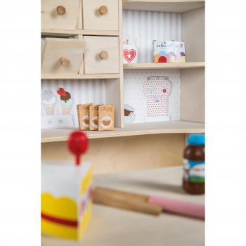 Tienda de Juguete Café y Shop - Madera Natural con 6 Cajones y Mostrador para Niños a Partir de 3 Años
