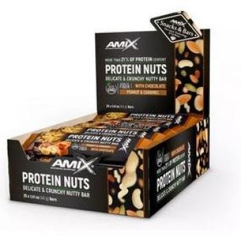 Amix Protein Nuts Bar Cacahuete Caramelo 25x40g - Barritas energéticas, sabor cacahuete y caramelo, presentación de 25 unidades de 40 gramos cada una