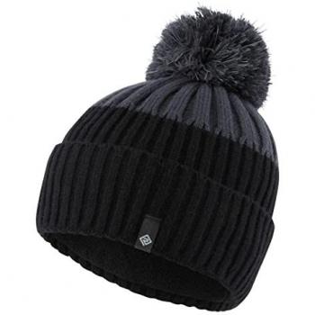 Gorro Ronhill Bobble negro gris mujer, Gorro Bobble Hat Ronhill, Gorro con pompón Ronhill, Negro y Gris, Talla única Unisex Adulto