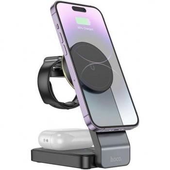 HOCO 3-in-1 15W Magnetic Wireless Charger with Ambient Light