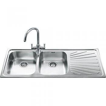 Fregadero Smeg SP116D de Acero Inoxidable 116 cm con 2 Vasos y Gocciolatoio a la Derecha