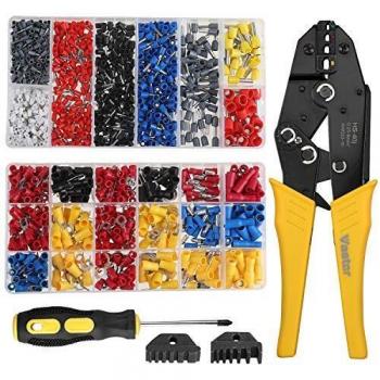 Vastar Juego de Alicates de Crimpadora - 2 en 1 Crimpadora de Terminales Alicates 0.25mm-10mm con Destornillador para Cambiar Mordazas, Instrucciones