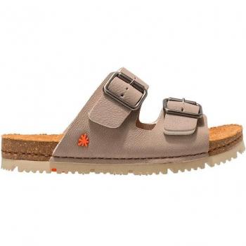 Sandalias Art Creta 0300S de Piel para Mujer con Cierre de Hebilla en Color Taupe/Sesame