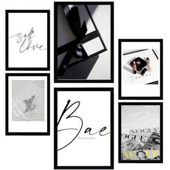 Set de 6 Cuadros de Diseño Ilustrado Fashion Luxury para Decorar Paredes del Hogar y Oficina - Tamaños A3 y A4, Sin Marco
