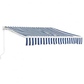 Toldo Articulado Retráctil Manual 250 x 200 cm Azul y Blanco con Protección UV