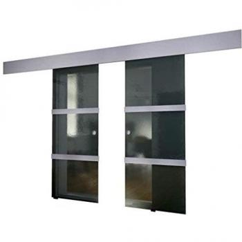 vidaXL Puerta Corredera Deslizante Moderna Salón Doble Cristal Aluminio Blanco