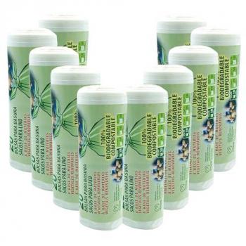 Bolsas de Basura Biodegradables y Compostables - 10 Rollos de 20 Bolsas (200 bolsas) - Capacidad 10 L