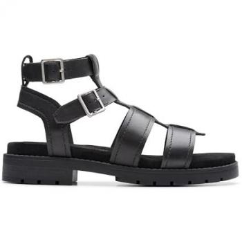 Clarks Orinoco Cove Women's Black Leather Gladiator Sandals