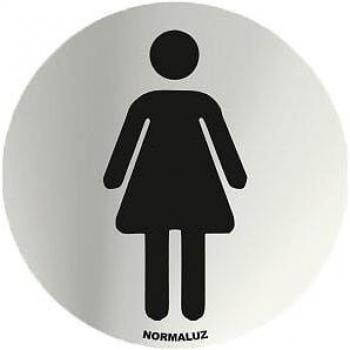 Normaluz RD797010 - Señal Adhesiva Redonda Aseos Mujer Acero inoxidable Adhesivo 0,8 mm 7 cm