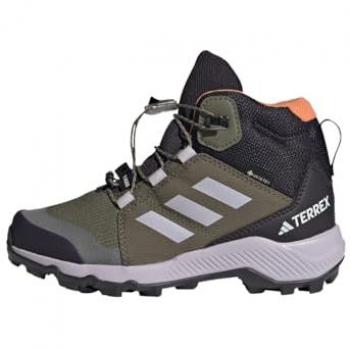 Botas de trekking Adidas Terrex Mid GORE-TEX para niño en verde caqui y negro, talla 36 2/3