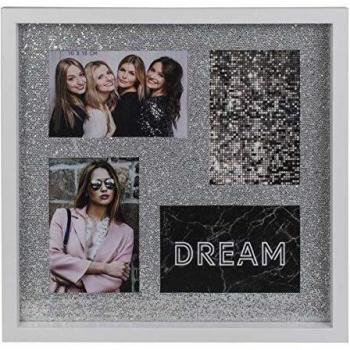 ootb Portafoto de Madera, Silver Glitter, Aprox. 34 x 34 cm