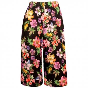 Fashion Oasis Women's Elasticated 70's Wide Leg Culottes Shorts Knee Length Palazzo Plus Size 8-10, 12-14, 16-18, 20-22, 24-26, 28-30-30