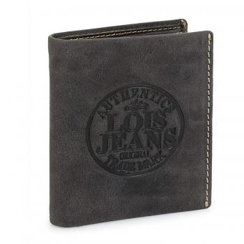 Lois - 12320 Cartera Monedero Billetero Tarjetero para Hombre de Piel Vertical. Portamonedas Interior con Clip. 8 Compartimentos Tarjetas y documentación, Color Negro