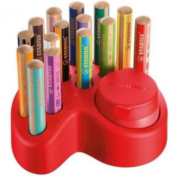 Set de Mesa Stabilo Woody 3 en 1 con 15 Lápices de Colores y Sacapuntas