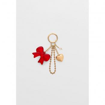 Red Bow and Charm Key Ring OS