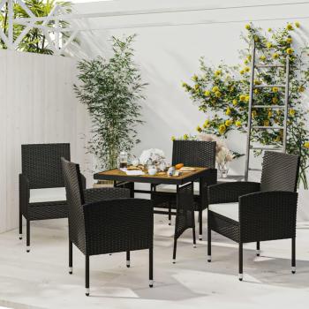 5-Piece Black Poly Rattan Outdoor Dining Set