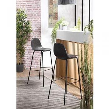Lote de 2 taburetes de bar John negros 80cm altura de asiento