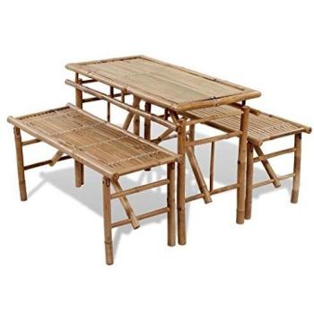 vidaXL Beer Table with 2 Benches 100 cm Bamboo