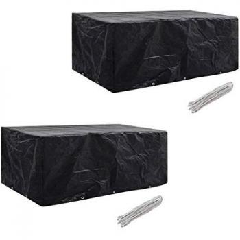 Funda de muebles de jardín 2 piezas Polyrattan para 8 personas, dimensiones 229x113 cm, incluye 10 ojales