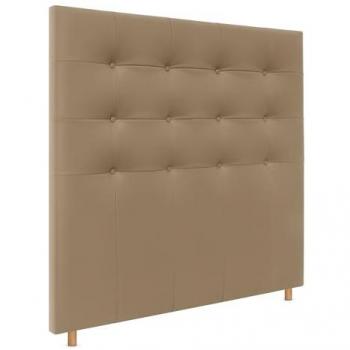 Cabecero Capitoné Marrón Claro de Polipiel hasta el Suelo 160x120cm para Cama Dormitorio