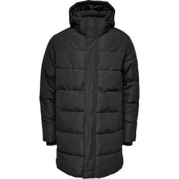 Abrigo Carl Life Long Quilted de Only & Sons, chaqueta negra para hombre