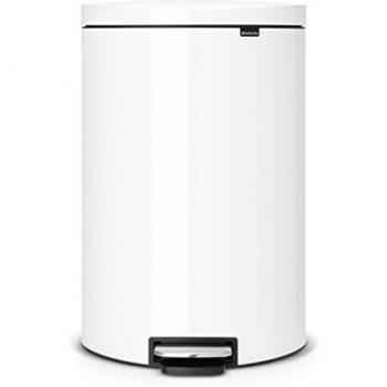 Brabantia Flatback 485244 - Cubo de Basura, 40 l, Ahorra Espacio, Cubo Interior de plástico extraíble, Color Blanco
