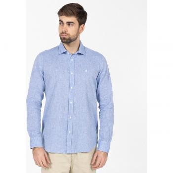 Camisa El Pulpo Lino Logo Azul Para Hombre
