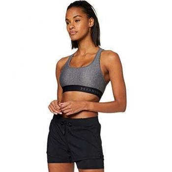 Under Armour Armour Mid Crossback Heather Sujetador Deportivo, Mujer, Gris, XL