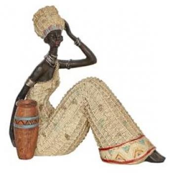 Figura Decorativa Africana Multicolor de Resina Jarrón 20 x 20 x 11 cm