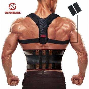 Olymstars Corrector Postura Espalda - Corrector Espalda Respirable Ajustable para Aliviar los Dolores de Dorsales, Cuello, Thoraciques, Hombros Columna - Mejorar Postura con Faja Lumbar Hombre Mujer