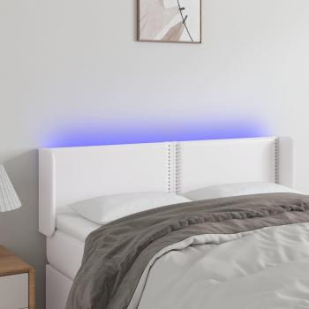 Cabecero LED blanco de cuero sintético 147x16x78/88 cm