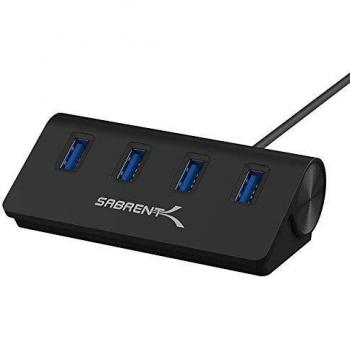 Sabrent Premium 4 Port Black Aluminum USB 3.0 Hub (30 cable) for iMac, MacBook, MacBook Pro, MacBook Air, Mac Mini, or any PC [Black] (HB-MC3B)