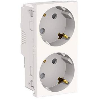 Schneider Electric NU306718A New Unica, Enchufe Doble Schuko 2P + T de Pared, Toma de Corriente, Instalación Fácil, PRF/IPT BR UN
