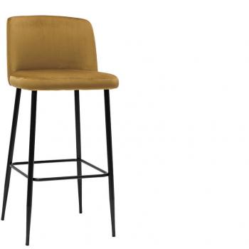 Taburete de cocina de terciopelo bronce con patas de metal negro 78 cm MONTI