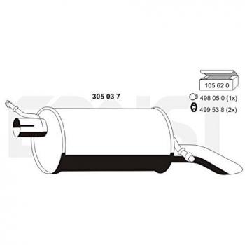 Silenciador Trasero ERNST 305037 - Silencio Eficiente y Durabilidad Asegurada