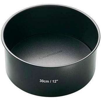 Kitchen Craft Master Class Molde Tarta Redondo con Base Suelta, Acero, Negro, 30 cm