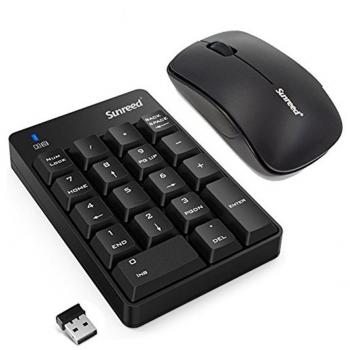 Teclado numérico y teclado mouse Combo 2 en 1 teclado + raton optico combos 2.4G Mini teclado numérico USB para laptop Desktop Notebook, con interruptor de encendido, sólo un puerto USB