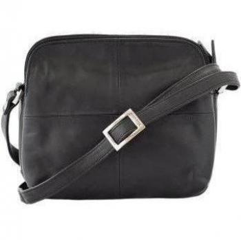 East West Visconti Bolso de Hombro Pequeño de Cuero Estilo 18939 Negro