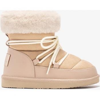 Botas de niña Break & Walk Bjsh542076-beig-34 con forro exterior de pelo y cordones ajustables