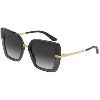 Dolce & Gabbana DG4373F Asian Fit 32468G Anteojos de Sol para Mujer Negros, 52 mm, lentes oscuros, diseño elegante y moderno, ajuste asiático