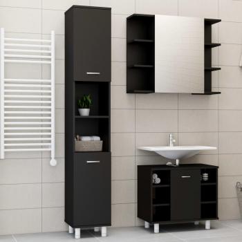 Conjunto de muebles de baño 3 piezas aglomerado negro
