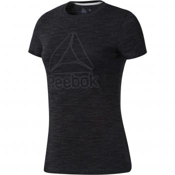 Reebok Te Marble Logo tee Camiseta, Mujer, Negro, XS