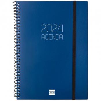 Finocam Agenda Anual 2024 Opaque E10 Semana Vista Horizontal Espiral Azul 155x212mm