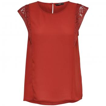 ONLY Onlerika Venice S/l Top Box Wvn, Camiseta sin Mangas para Mujer, Rojo