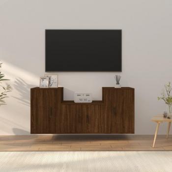 Set de muebles para TV 3 piezas madera contrachapada roble marrón vidaXL